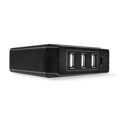 Lindy 4 Port USB Type C and A Smart Charger with Power Delivery, 72W, Indoor, AC, Black