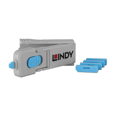 Lindy 40324, Port blocker + key, DisplayPort, Blue, Acrylonitrile butadiene styrene (ABS), 5 pc(s), Polybag