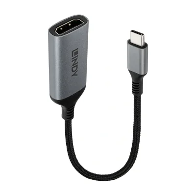 Lindy 43428, 0.15 m, USB Type-C, HDMI, Male, Female, Straight