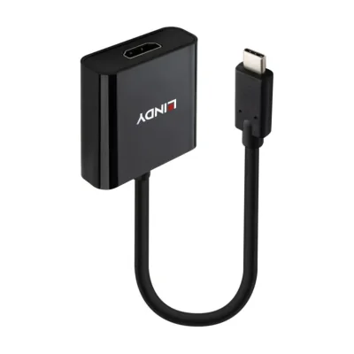 Lindy 43438, 0.15 m, USB Type-C, HDMI, Male, Female, Straight
