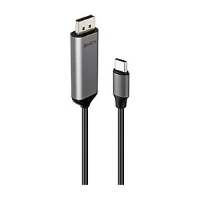 Lindy 43504, 2 m, USB Type-C, DisplayPort, Male, Male, Straight