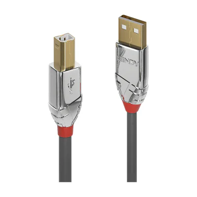 Lindy 5m USB 2.0 Type A to B Cable, Cromo Line, 5 m, USB A, USB B, USB 2.0, 0.48 Gbit/s, Grey