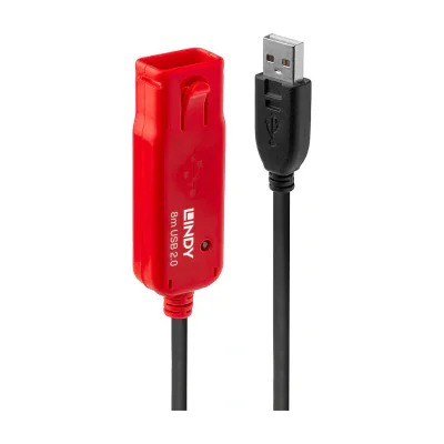 Lindy 8m USB 2.0 Active Extension Pro, 8 m, USB A, USB A, USB 2.0, Black