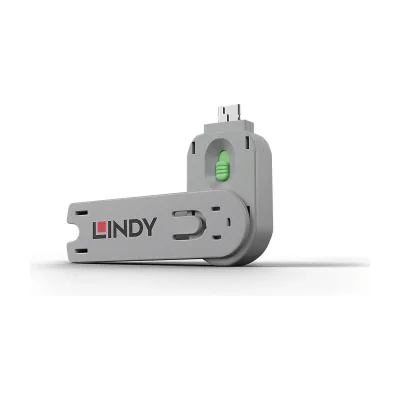 Lindy USB Type A Port Blocker Key, Green, Port blocker key, USB Type-A, Green, Acrylonitrile butadiene styrene (ABS), 1 pc(s), Polybag