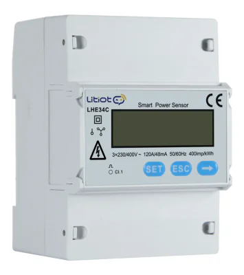 LIVOLTEK LHE34C 3P4W, DIN Rail indirect connection meter, with external CT 120A