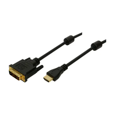LogiLink 2m HDMI/DVI-D, 2 m, DVI-D, HDMI, Gold, Black, Male/Female