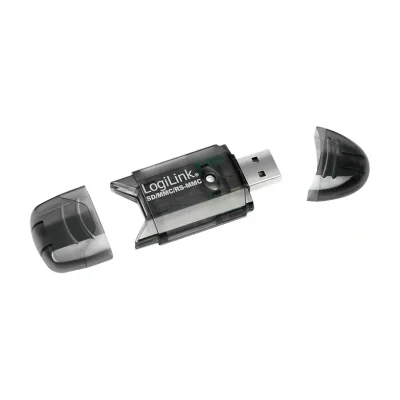 LogiLink CR0007, DV RS-MMC, MMC, MMC Mobile, RS-MMC, SD, SDHC, Black, 480 Mbit/s, USB 2.0, 30 mm, 74 mm