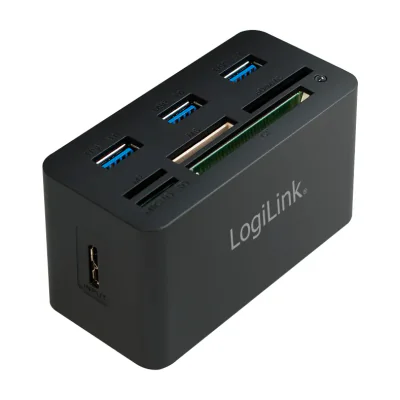 LogiLink CR0042, Wired, USB 3.2 Gen 1 (3.1 Gen 1) Type-A, Black, CF, MS Duo, MS Micro (M2), MicroSD (TransFlash), 2 TB, USB 2.0, USB 3.2 Gen 1 (3.1 Gen 1) Type-A