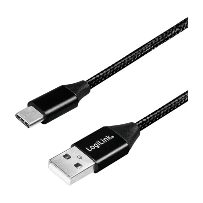 LogiLink CU0139, 0.3 m, USB A, USB C, USB 2.0, 0.48 Gbit/s, Black
