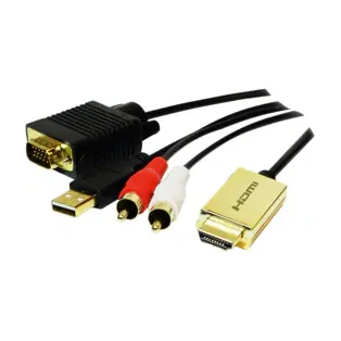 LogiLink CV0052A, 2 m, HDMI, VGA (D-Sub) + RCA, Male, Male, Gold