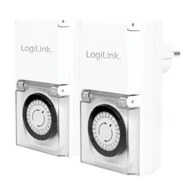 LogiLink ET0006A, Daily timer, White, Analog, Rotary, IP44, 230 V