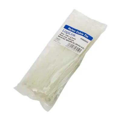 LogiLink KAB0002, Nylon, White, 150 mm, 2.5 mm, 100 pc(s)