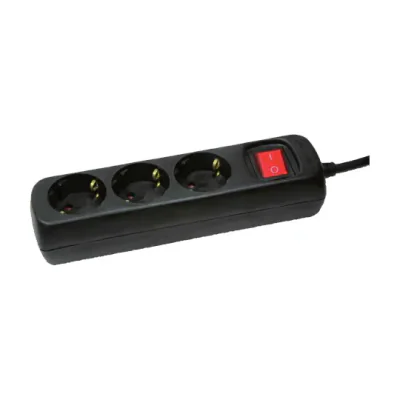 LogiLink LPS206B, 1.4 m, Type F, IP20, Black, 3 AC outlet(s), 250 V