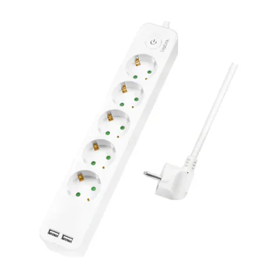 LogiLink LPS249U, 1.5 m, Indoor, IP20, White, 5 AC outlet(s), 250 V