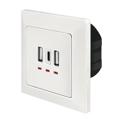LogiLink PA0254, 2 x USB A + 1 x USB C, White, 230 V, 50 Hz, 5 V, 3 A