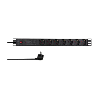 LogiLink PDU7C02, 1U, Vertical, Aluminium, Black, 7 AC outlet(s), Type F