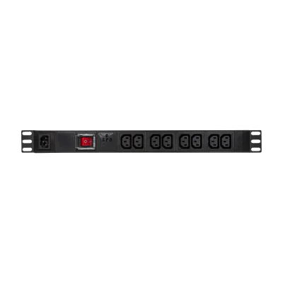 LogiLink PDU8A02, Basic, 1U, Aluminium, Black, 8 AC outlet(s), C13 coupler