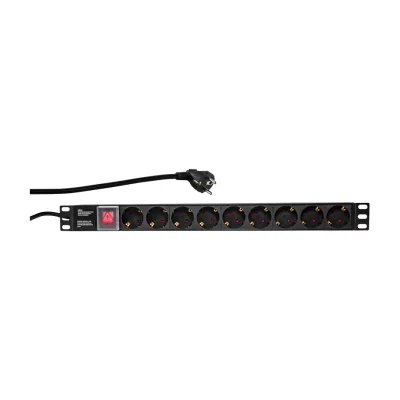 LogiLink PDU9C02, Vertical, Aluminium, Black, 9 AC outlet(s), 2 m, 250 V