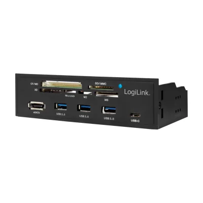 LogiLink UA0341, CF, MS Micro (M2), Memory Stick (MS), MicroSD (TransFlash), SD, xD, Black, 5.25", 5000 Mbit/s, RoHS, CE, SATA
