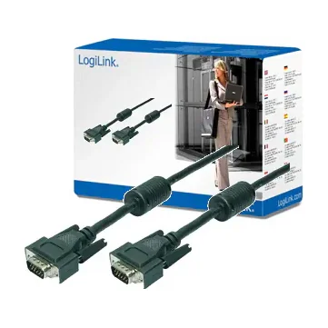 LogiLink VGA, M/M, 10m, 10 m, VGA (D-Sub), VGA (D-Sub), Black, Male/Male, RoHS
