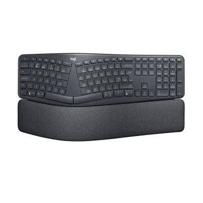 Logitech 920-010108. Keyboard form factor: Full-size (100%). Keyboard style: Curved. Connectivity technology: Wireless, Device interface: RF Wireless + Bluetooth, Keyboard key switch: Semi-mechanical key switch, Keyboard layout: QWERTY. Wrist rest. R