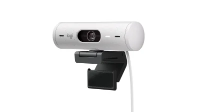 Logitech Brio 500 Full HD 1080p webcam w light correction, auto-framing, & Show Mode - Off White