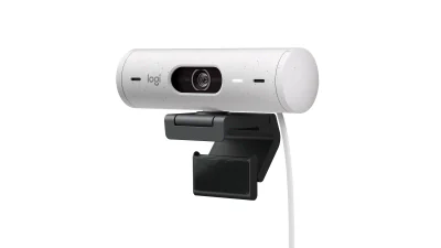 Logitech Brio 500 Full HD 1080p webcam w light correction, auto-framing, & Show Mode - Off White