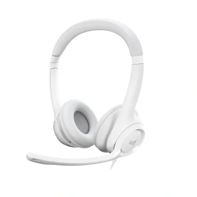 LOGITECH H390 Headset on-ear wired USB-A off-white