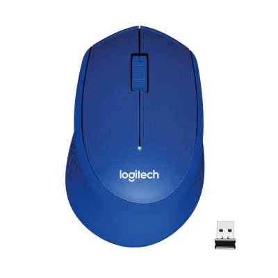 LOGITECH M330 SILENT PLUS Mouse 3 buttons wireless 2.4 GHz USB wireless receiver blue