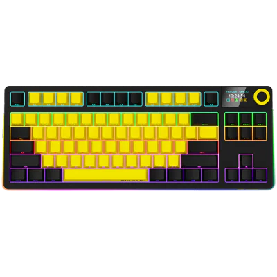 LORGAR KBP70TKLW, Wireless TKL Mechanical Gaming Keyboard Pro, Black/yellow, EN layout "LRG-KBP70TKLW-YL-US"