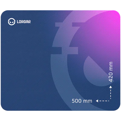 Lorgar Main 135, Gaming mouse pad, High-speed surface, Purple anti-slip rubber base, size: 500mm x 420mm x 3mm, weight 0.41kg "LRG-GMP135"