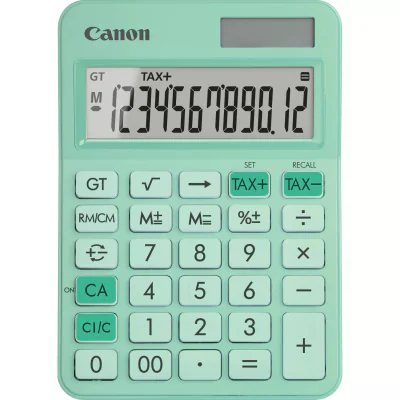 """Calculator birou Canon LS-125KB-GR, Green, 12 digits, 29 keys, dual power, M+, M-,RM/CM, Tax+, Tax-"""