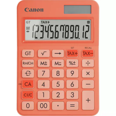 """Calculator birou Canon LS-125KB-OR, Orange, 12 digits, 29 keys, dual power, M+, M-,RM/CM, Tax+, Tax-"""