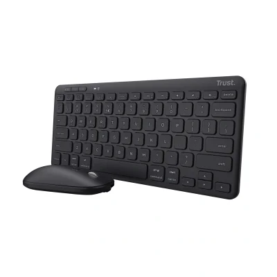 Trust Kit Wireless keyboard+mouse Lyra, mouse optic, rezolutie maxima 1200 DPI, conectivitate wireless, intefata USB-C, USB-A, negru