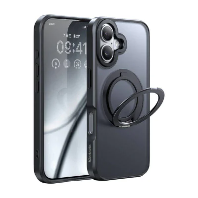 McDodo PC-4931 Husă MagSafe pentru iPhone 16 Plus cu suport (negru)
