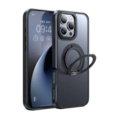 McDodo PC-4932 Husă MagSafe pentru iPhone 16 Pro cu suport (negru)