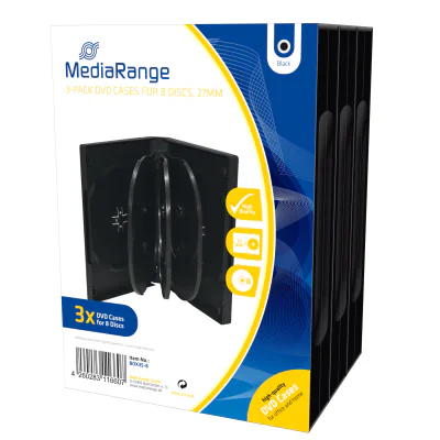 MediaRange DVD Case for 8 discs, 27mm, black, Pack 3 "BOX35-8"