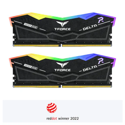 MEMORIE DDR TEAMGROUP T-FORCE DELTA RGB DDR5 Gaming 32GB frecventa 6000 Mhz (kit 2 x 16GB) CL30, radiator, retail, negru "FF3D532G6000HC30DC01"