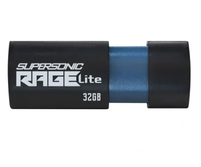MEMORIE USB 3.2 PATRIOT Supersonic Rage Lite, 32 GB, protectie slide, negru, "PEF32GRLB32U"