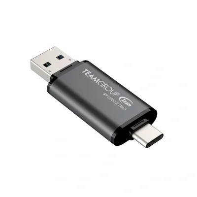MEMORIE USB 3.2 / USB Type-C 3.1 TEAMGROUP X1, 128 GB, plastic, gri "TX13128GC01"