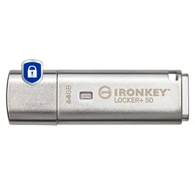 Memorie USB Kingston IronKey Keypad 200 64GB, USB Type-A, Argintiu