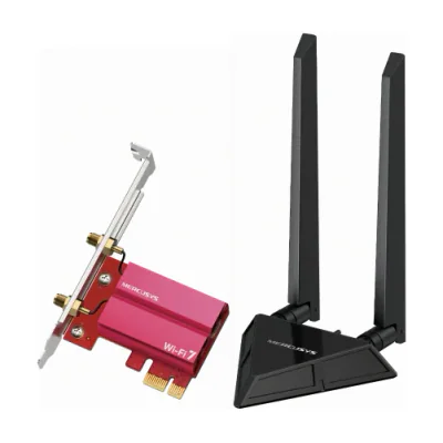 Mercusys BE9300 WiFi 7 Bluetooth 5.4 PCIe Adapte, IEEE 802.11 ax/be 6 GHz, IEEE 802.11 a/n/ac/ax/be 5 GHz, IEEE 802.11 b/g/n/ax/be 2.4 GHz, 5765 Mbps on 6 GHz, 2882 Mbps on 5 GHz, 688 Mbps on 2.4 GHz