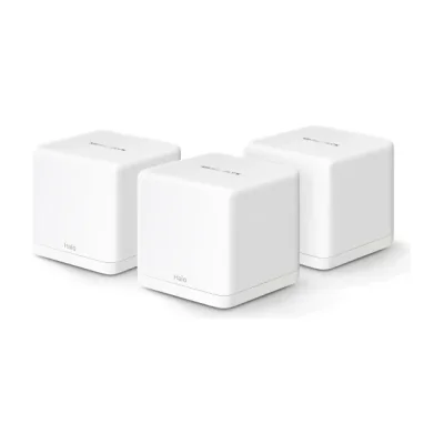 Mercusys Halo H60X(3-pack) Whole mesh Wi-Fi6 system, AX1500, Dual-band, Standarde wireless: IEEE 802.11ax/ac/n/a 5 GHz, IEEE 802.11n/b/g 2.4 GHz, Viteza wireless: 1201 Mbps on 5 GHz, 300 Mbps on 2.4 GHz, Dimensiuni:88 × 88 × 88 mm, Interfata: 3 x 10/
