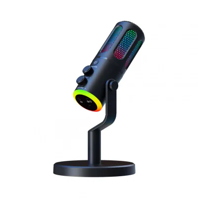 Microfon Gaming de birou Serioux SU8, condenser, unidirectional, frecventa raspuns 20-20KHz, sensibilitate maxima -11DBFS la 80 dB SPL, rata de esantionare 48KHz, rata de biti 16/24bit, raport semnal zgomot 75dB, interfata 3.5mm si USB-C, putere intr