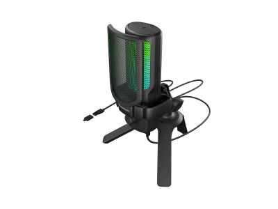 Microfon Genesis Radium 250, tip Condenser, model cardioid, suport fix, conectivitate USB-C, raspuns in frecventa 50 - 16.000 Hz, sensibilitate 40 dB, lungime cablu 200 cm, negru