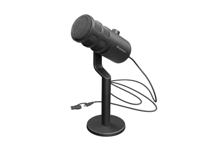 Microfon Genesis Radium 350D, tip Dynamic, model cardioid, suport fix, conectivitate USB-C, raspuns in frecventa 60 - 14.000 Hz, sensibilitate 48 dB, lungime cablu 250 cm, negru