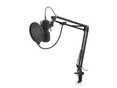 Microfon Genesis Radium 400 G2 Studio, tip condenser, model cardioid, suport fix, conectivitate USB-C, USB-A, raspuns in frecventa 20 - 20000 Hz, sensibilitate -29 dB, lungime cablu 250 cm, negru