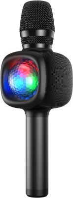 Microfon OneOdio, wireless, conectare prin Bluetooth 5.2, sensibilitate -52 dB, acumulator 1800 mAh, karaoke | Iluminare | 4 moduri voce, negru, "Bopmen-Star-10-Black"