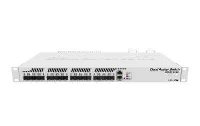 Mikrotik Cloud Router Switch, CRS317-1G-16S+RM; 1 x Gigabit LAN, 16 xSFP+ cages, Dual Core 800MHz CPU, 1GB RAM, 1U rackmount passive coolingcase, Dual Power Supplies;