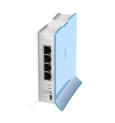 MIKROTIK home Access Point hAP lite, RB941-2ND-TC, 4* 10/100 Ethernetports, 1* CPU core count, CPU nominal frequency: 650 MHz, RAM: 32 MB,Flash Storage: 16 MB, 2* Wireless 2.4 GHz number of chains onboardwireless, 802.11b/g/n, Antenna gain dBi for 2.